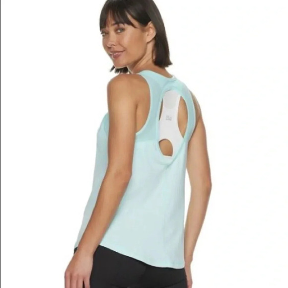 Fila Women’s L Large Mesh Light Teal Tank Top NWT Oval Cutout Tank Top - Picture 2 of 6